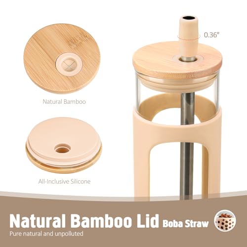 24oz Glass Tumbler with 2 Lids and Straws