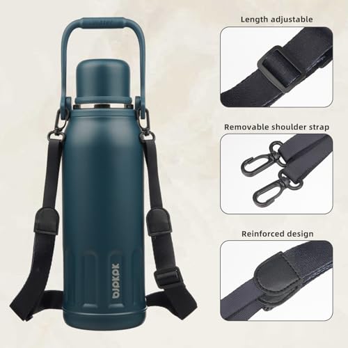 Stainless Steel Insulated Bottle with Handle & Strap