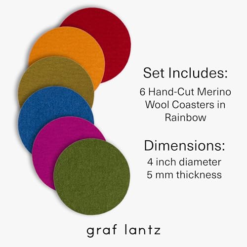 Bierfilzl Merino Wool Round Coasters Set of 6 (6 Count)