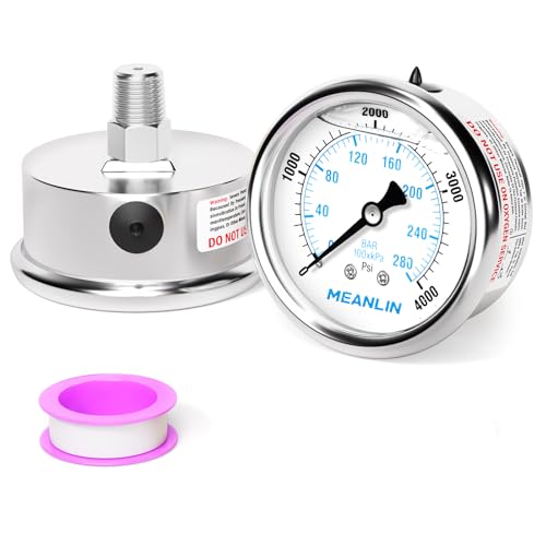 0~4000Psi Liquid Filled Pressure Gauge Stainless Steel with 316 Stainless Steel Joint 1