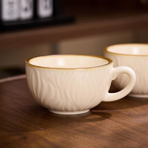 Set of 6 Vintage Design 12 oz Professional Barista Ceramic Latte Art Cappuccino Cups Set (6 Count)