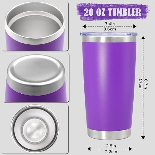 20oz Tumbler Insulated Coffee Tumblers with Lid Stainless Steel Purple 12P (12 Count)