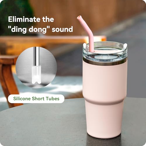 Metal Straws With Silicone Tip For Stanley Adventure Quencher H2.0 Tumbler 14 oz 20 oz