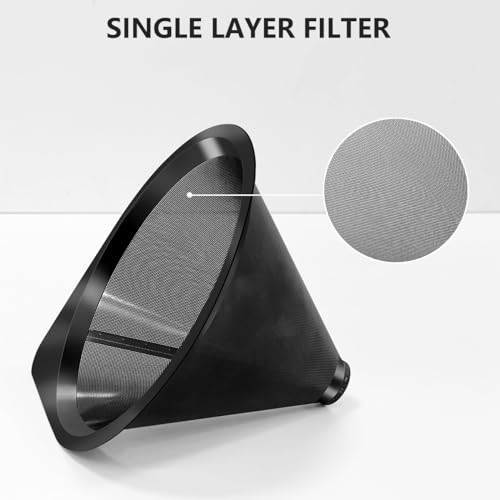 Pour Over Coffee Dripper Reusable Coffee Filter Paperless Coffee Filter Stainless Steel Pour Over Coffee Maker Cone Coffee Dripper for 1