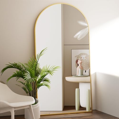 35"x78" Gold Large Arched Floor Full Length Dressing Body Mirror