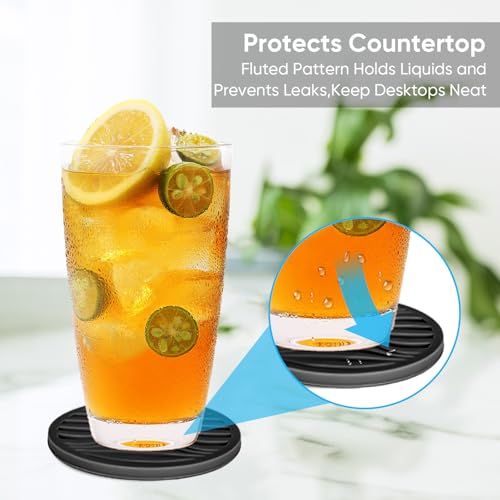 6 Pack Rubber Drink Coasters with Holder