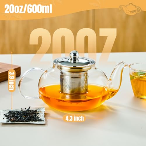 Tea Pot with Infuser for Loose Tea (20 Fl Oz)