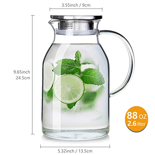 88OZ Glass Pitcher with Lid and Spout