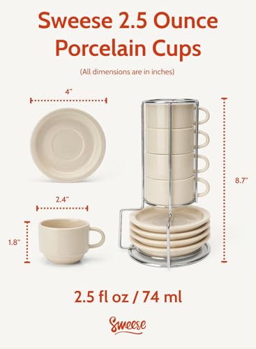 Porcelain Espresso Cups Set (2.5 Count)