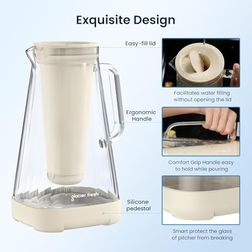 10 Cup Purela Glass Water Pitcher With 2 Filters