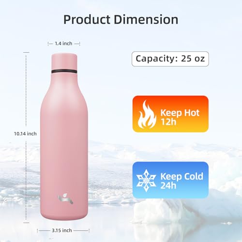 25 oz Insulated Stainless Steel Metal Water Bottle with Strap