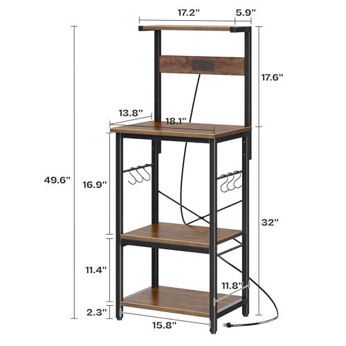 4 Tier Bakers Rack with Power Outlets