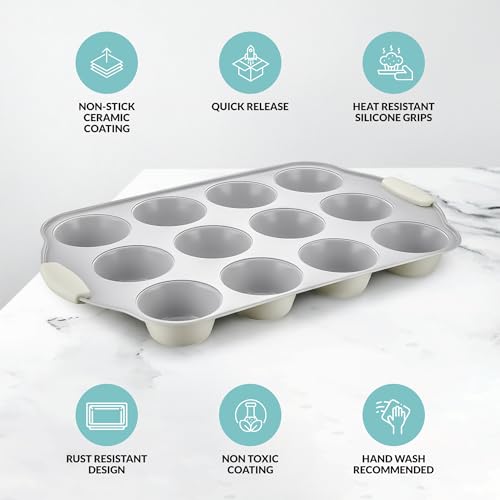 12 Cups Ceramic Coated Muffin Pan for Baking