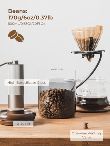 Airtight Coffee Canister with Pop Lid and CO₂ Valve for Beans & Grounds