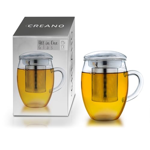 Tea Glass with Stainless Steel Infuser and Glass Lid