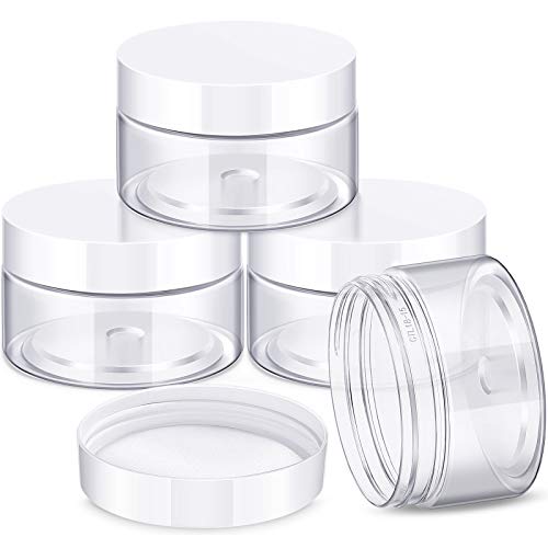 4 Pcs Plastic Jars Wide Mouth with Lids (4 Ounce)