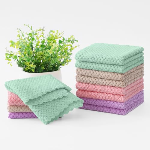 12 Pack Coral Velvet Kitchen Dish Cloths (12 Count)