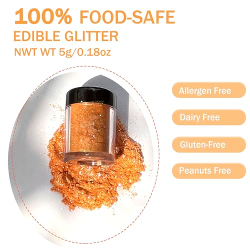 Orange Edible Glitter Glimmer Powder for Cakes Drinks