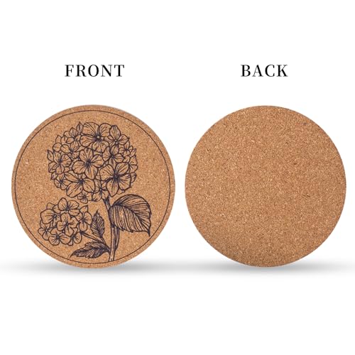 Cork Coasters for Drinks Absorbent Non Slip 12pcs 4 Inch Flower (12 Count)