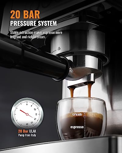20 Bar Espresso Machine for Home with LCD Display and Steam Wand