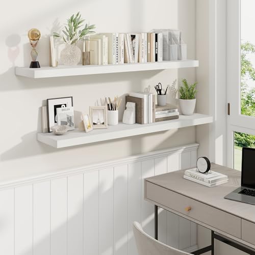 48 Inch White Floating Shelves (2 Count)