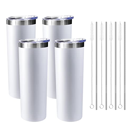 20 oz Skinny Tumblers with Lid and Straw (4 Count)