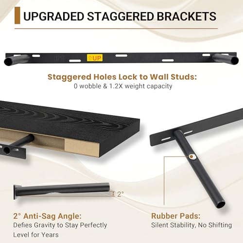 Deep Floating Shelves 48x12” Set of 2 (2 Count)