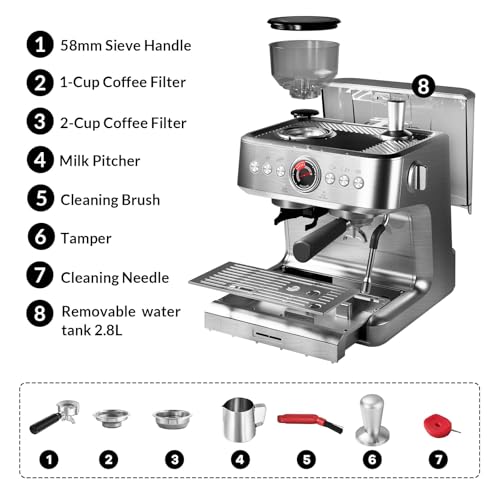 Espresso Machine with Grinder & Milk Frother
