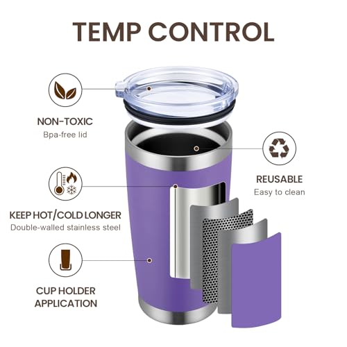 20oz Tumbler 8 Pack Double Wall Vacuum Insulated Travel Mug Bulk (8 Count)
