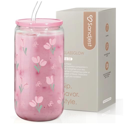 Floral Glass Can