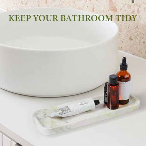 Marble Tray 12"x4" Marble Vanity Tray for Bathroom Kitchen Countertop Sink