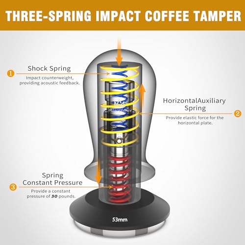 Espresso Tamper 53mm Calibrated Spring Loaded Coffee Tamper with Constant Pressure