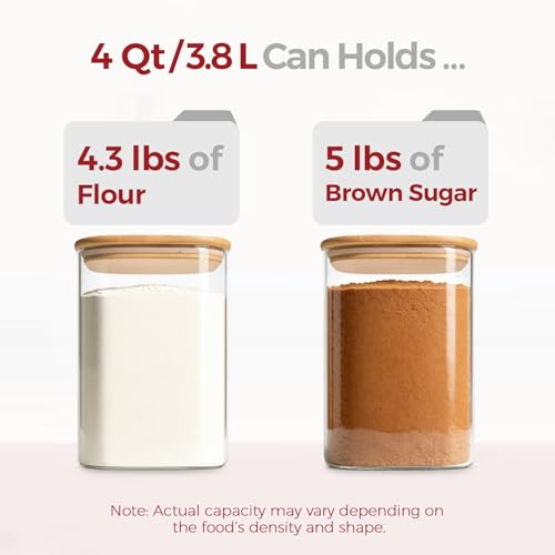 Glass Flour Containers with Lids 1 Gallon 2 Pack Pantry Organization (2 Count)