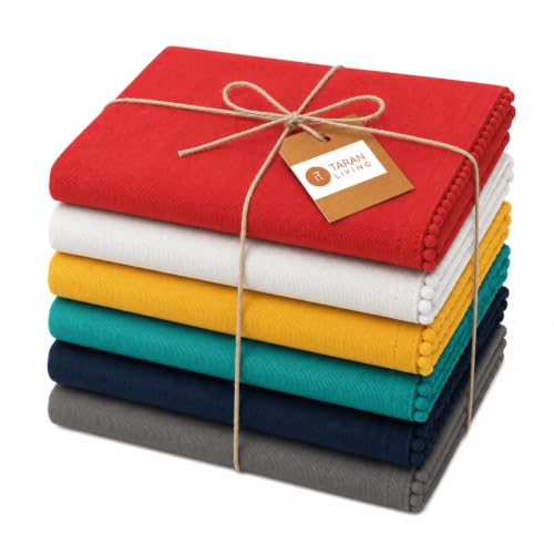 Kitchen Towels 100% Cotton Dish Towels Set of 6 (6 Count)