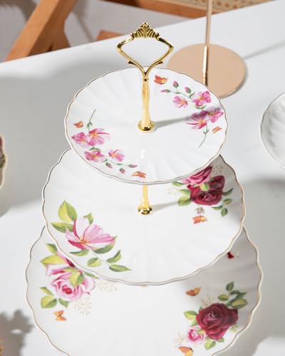 Sweejar 3 Tier Ceramic Cake Stand Wedding