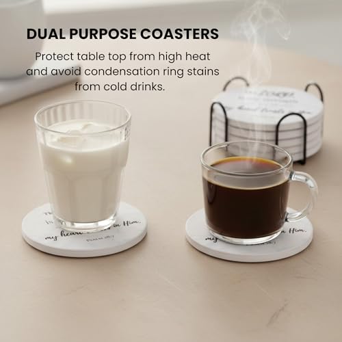 Christian Coasters Set of 6 with Holder (6 Count)