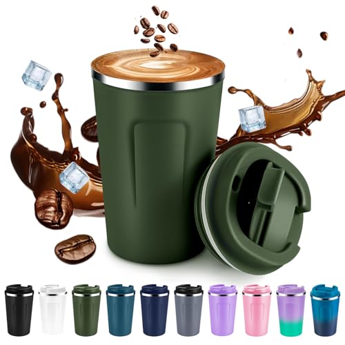 12 oz Double Wall Insulated Vacuum Travel Coffee Mug with Flip Lid