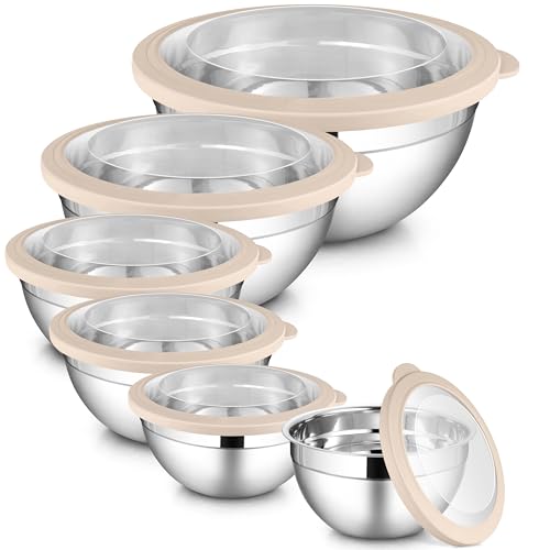 6 PCS Mixing Bowls with Visible Lid (12 Count)