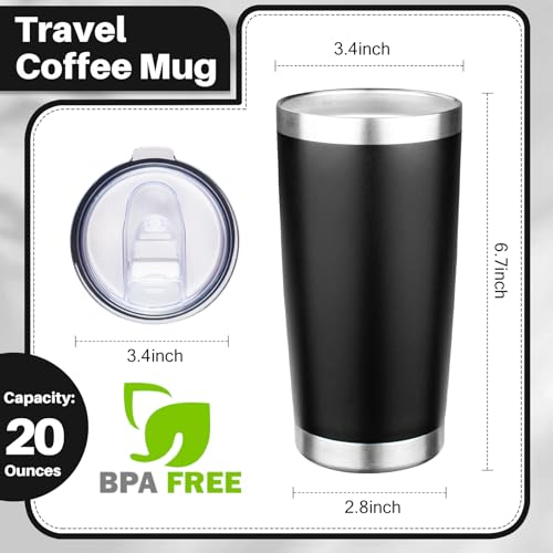 20oz Tumbler with Lid Double Wall Vacuum Insulated Travel Coffee Mug Stainless Steel Thermal Cup Powder Coated Sturdy Coffee Tumbler Bulk for Hot and Cold Beverage (4 Count)
