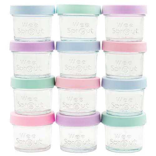Glass Baby Food Storage Jars with Silicone Lids (12 Count)