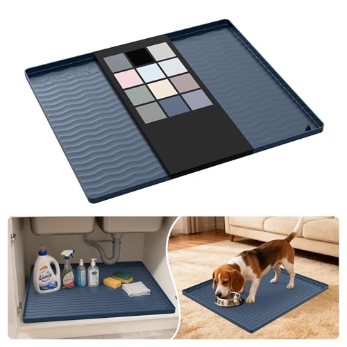 Waterproof Silicone Under Sink Mat 22'' x 19'' Shelf Liner for Kitchen and Bathroom (418 sq in)