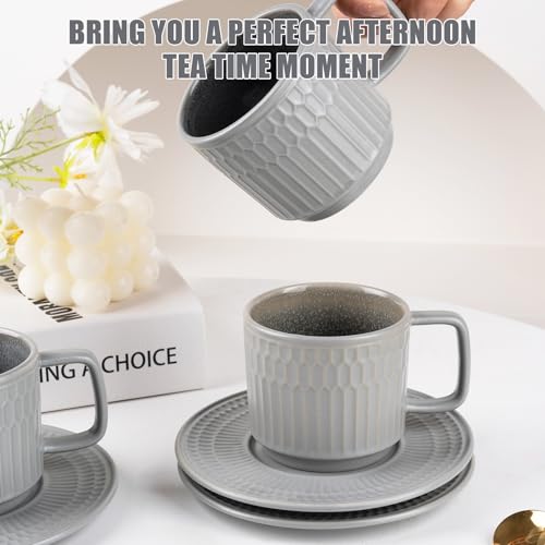 8oz Cappuccino Cups with Saucers Set of 4 (4 Count)