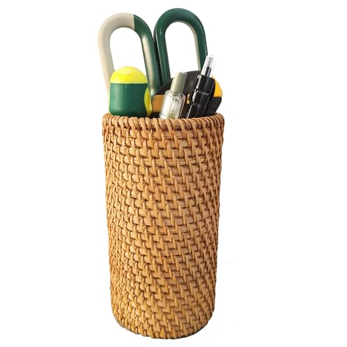 Handmade High Wall Rattan Pen Cup
