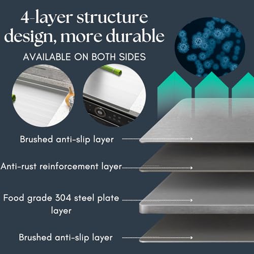Stainless Steel Cutting Boards with Lip for Kitchen