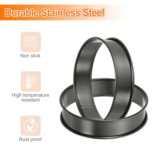 8pcs Crumpet Rings 3.94" Nonstick Round Cake Ring Stainless Steel Double Rolled English Pastry Rings for Kitchen Baking Crumpet Dessert (8 Count)