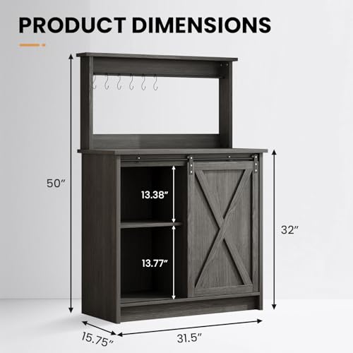 31" Farmhouse Coffee Bar Cabinet with Storage Hutch