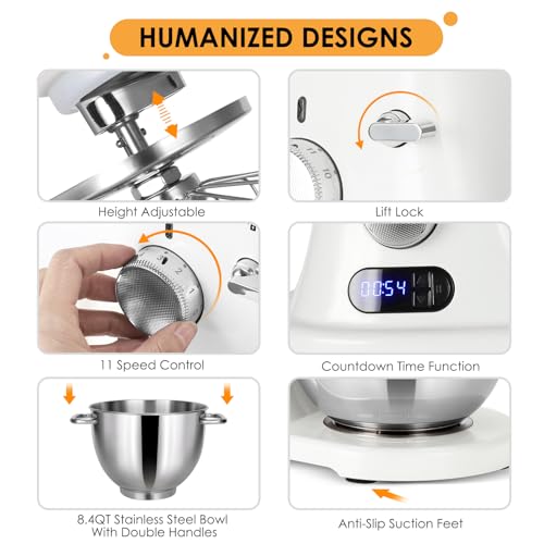 8.4QT Commercial Stand Mixer 800W with Aluminum Die Casting Meets the Standard of NSF