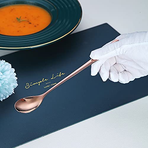Premium Rose Gold Set of 6 Stainless Steel Long Handle Stirrers and Spoons for Coffee (6 Count)