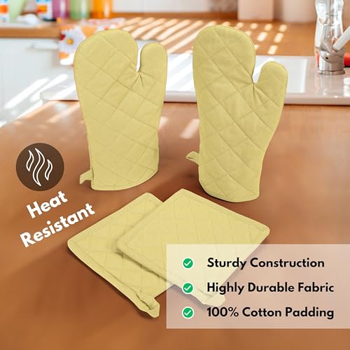 4 Piece Set 2 Oven Mitts & 2 Potholders (4 Count)