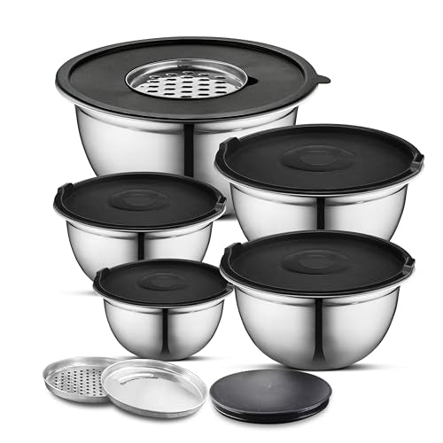 Premium Brushed Stainless Steel Mixing Bowls Sets (5 Count)